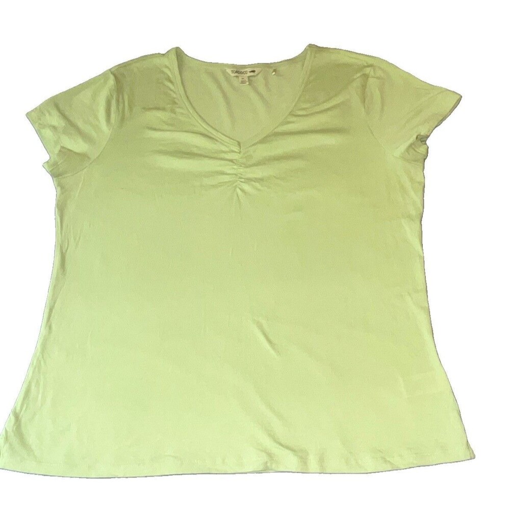 Toad&Co Women's XL Green Solid V-Neck Short Sleeve Pullover T-Shirt